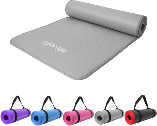 Yogamat; Het bevat geen weekmakers, is antislip en beschermt je gewrichten; voor yoga, pilates, sport, fitness, sportschool; met draagring; 183x61x1cm