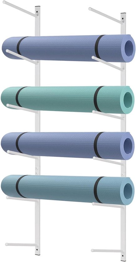 Yogamat Houder - Mattenrek Organizer - Sportmateriaal Opbergen - Multifunctioneel Rek - 100 cm Lengte - Wit van Yogamat