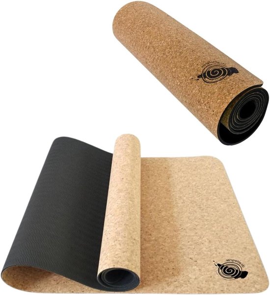 Yogamat Kurk - Pilates Mat - Thuis Sporten - Antislip Natuurlijk Oppervlak - 183 x 60 cm - Natuurlijk