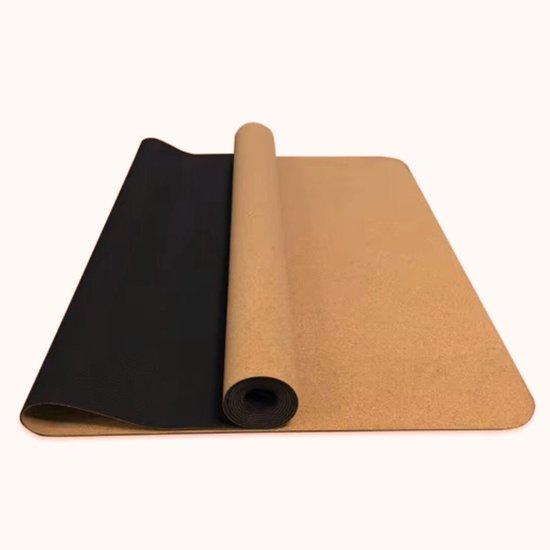 Yogamat Kurkrubber met draagriem (extra breed: 68 cm) van Merkloos