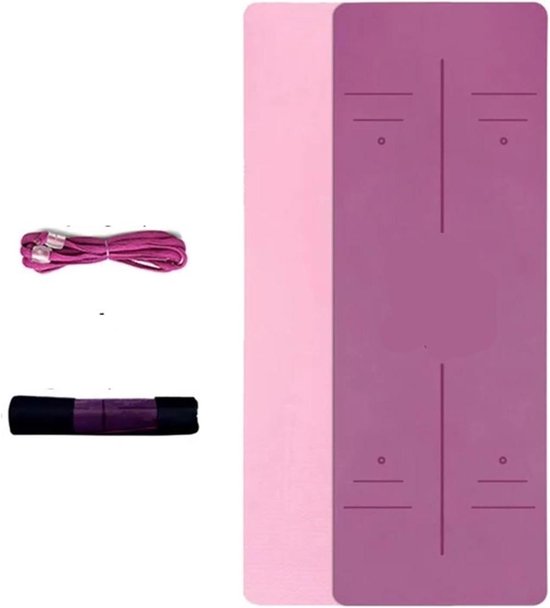 Yogamat met Positielijn - Sportmat Oefenmat - Thuis Fitness - Dubbellaags Ontwerp - 180 x 57 cm - Niet gespecificeerd