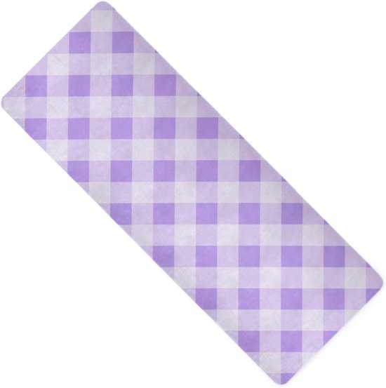 Yogamat met Tas - Dunne oefenmat - Thuis sporten - Antislip ontwerp - 180x66 cm - Paars wit geruit
