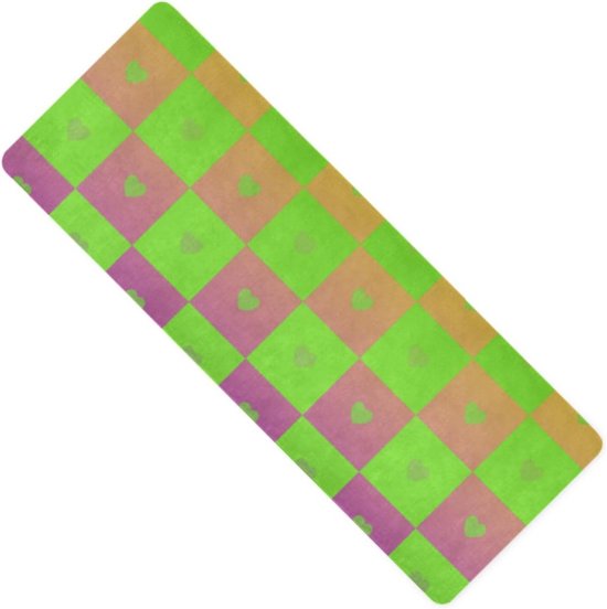 Yogamat met tas - Fitness mat - Sporten en ontspannen - Antislip natuurlijk rubber - 71x26 inch - Gradiënt ruit