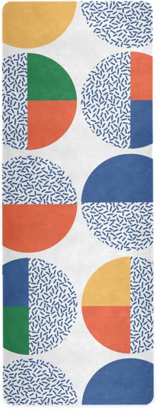 Yogamat met Tas - Fitness Mat - Thuis Sporten - Natuurlijk Rubber - 180x66 cm - Geometrisch Wit
