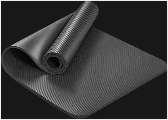 Yogamat NBR - Fitnessmat Trainingsmat - Thuis Sporten - 15mm Extra Dik - 185x80cm - Zwart
