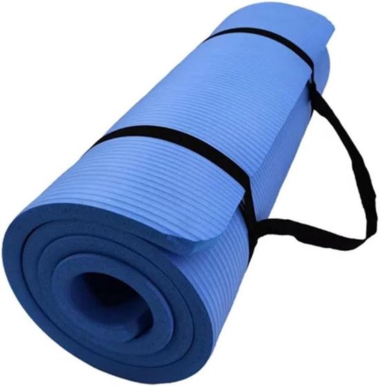 Yogamat - Oefenmat Fitnessmat - Multifunctionele Oefeningen - Super Rebound Zacht - 183 x 61 cm - Blauw