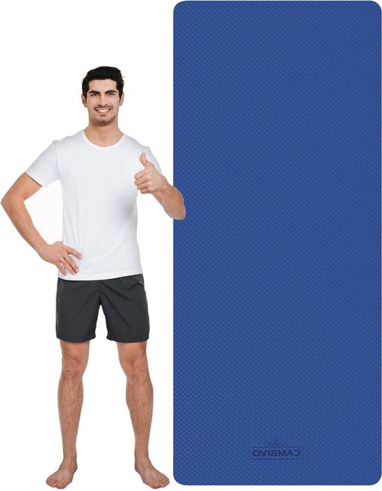 Yogamat - Oefenmat Fitnessmat - Thuis Sporten - Extra Breed Ontwerp - 213 x 81 cm - Donkerblauw Lichtblauw