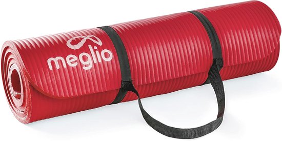Yogamat - Oefenmat Fitnessmat - Thuis Sporten - Extra Dikke Demping - 10 mm Dikte - Rood van Yogamat