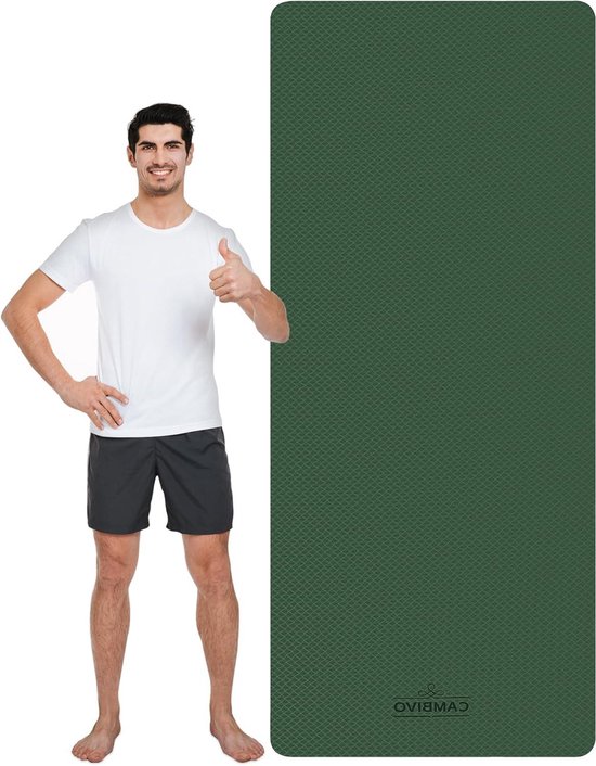 Yogamat - Oefenmat Fitnessmat - Thuis Sporten - Extra Lang Breed - 213 x 81 cm - Groen Zwart