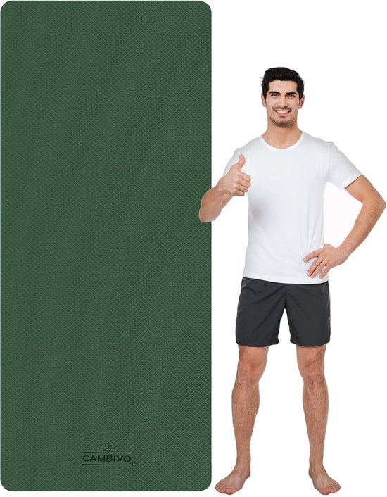 Yogamat - Oefenmat Fitnessmat - Training en Ontspanning - Extra Lang Breed - 213 x 81 cm - Groen Zwart van Yogamat