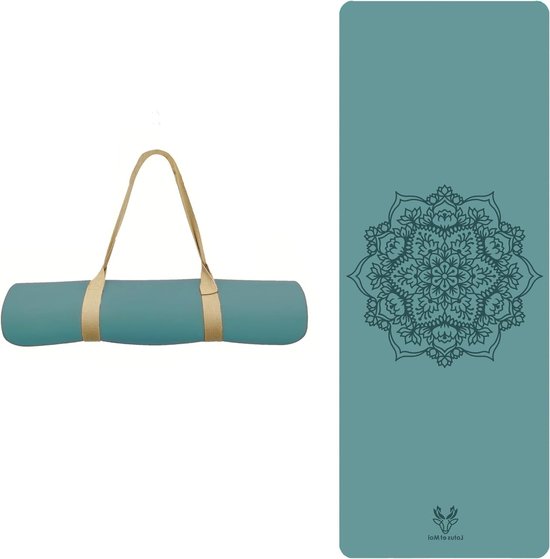 Yogamat - Oefenmat Pilates - Thuis Sporten - Antislip PU Top - 183 x 68 cm - Turkoois