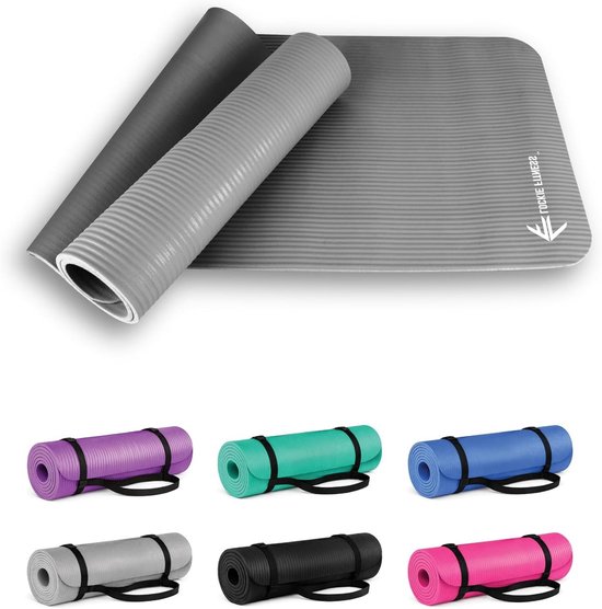 Yogamat - Oefenmat Pilatesmat - Thuisworkout Fitness - Antislip 8 mm dik - 180 x 60 cm - Lichtgrijs van Yogamat