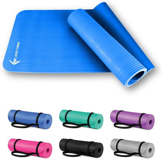 Yogamat - Oefenmat Pilatesmat - Thuisworkout Stabiliteit - 8 mm dik TPE - 180 x 60 cm - Blauw
