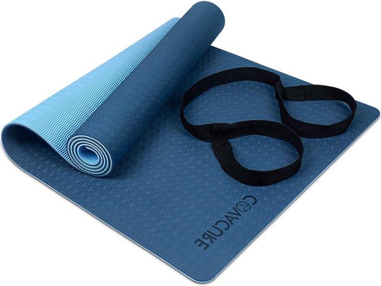 Yogamat oefenmat sportmat 183 x 66 x 06 cm fitnessmat TPE antislip yogamat licht duurzaam - blauw van Yogamat