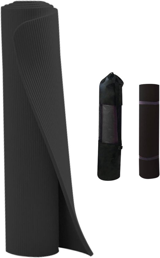 Yogamat - Oefenmat - Thuis sporten - Extra dik - 15 mm dik - Zwart