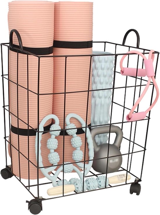 Yogamat Opbergrek - Fitness Organizer - Sportuitrusting Opbergen - Met Wielen - 30cm Lengte - Zwart