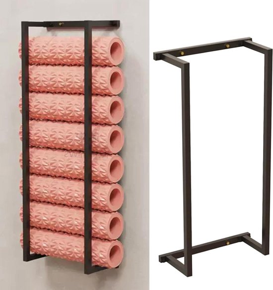 Yogamat Opbergrek - Mat Houder - Sportschool Organiseren - Wandmontage Ontwerp - 64-160 cm - Zwart