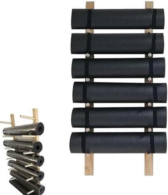 Yogamat Opbergrek - Mattenhouder Fitness - Ruimte Organiseren - Meerlaags Ontwerp - 6 Lagen - Houtkleur van Merkloos