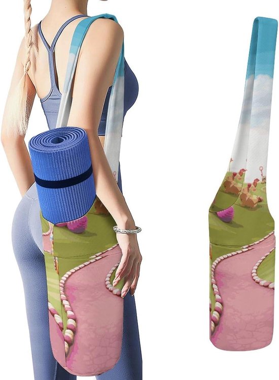 Yogamat Opbergtas - Yogatas Canvas - Yoga Gear Meenemen - Met Waterfles Zak - 93 x 18 cm - Stijl