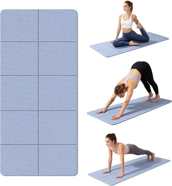 Yogamat opvouwbaar-Yogamat antislip -Fitness mat anti slip- 183x80x0.8cm -Waterdicht En Scheurvast Ontwerp-Voor Reis Camping Thuisgebruik-Blauw