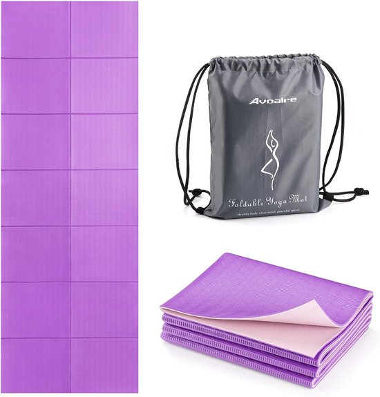 Yogamat, opvouwbare gymnastiekmat, antislip, draagbare trainingsmat, 5 mm, voor reizen, yoga, pilates en workout, 173 x 61 cm van Yogamat