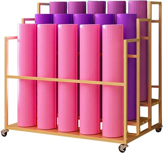 Yogamat Organizer - Opbergrek Rollen - Fitness Uitoefenen - Met Wielen - 90x80x60cm - Zwart van Yogamat