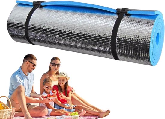 Yogamat Outdoor - Trainingsmat Kampeer - Fitness en Dans - Waterdichte Aluminiumlaag - 183 x 61 cm - Grijs van Yogamat
