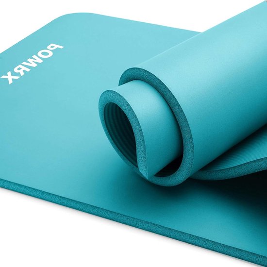 Yogamat Premium incl. draagriem - TÜV Süd getest - 183 x 60 cm - 1cm dik - Turquoise Yogamat van Merkloos