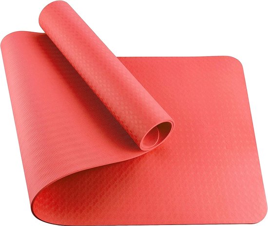 Yogamat, premium TPE, antislip, fitnessmat, sportmat, gymnastiekmat mat voor fitness, yoga, pilates, sport, afmetingen 183 x 61 cm, dikte 6 mm, pepper-rood van Yogamat