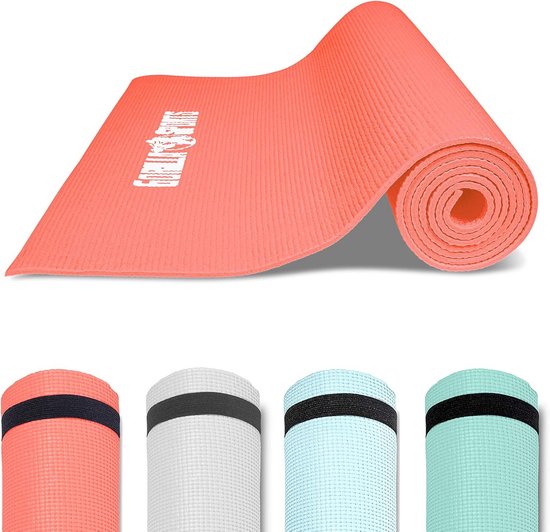 Yogamat PVC 180 x 60 x 0,5 cm - Koraalrood van Yogamat