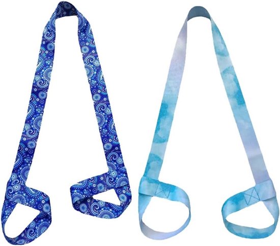 Yogamat Riem - Draagband Elastisch - Yoga Oefenen - Met Opberglus - 2 Stuks 150cm - Meerkleurig