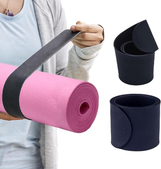 Yogamat riem en klapband - extra breed en zwaar - zwart