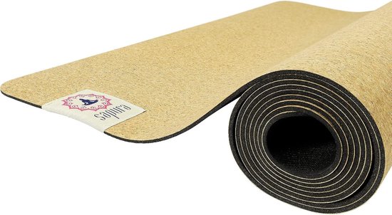 Yogamat Rubber Kurk - Fitnessmat Antislip - Thuis Sporten - Natuurlijke Materialen - 190 cm Lang - Zwart