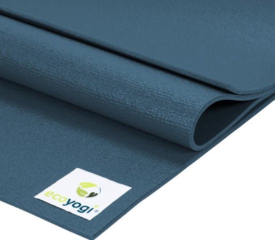 Yogamat Studio PVC extra lang en breed Blauw - Ecoyogi – 200 x 80 cm – dikte 4,5 mm – Ökotex certificaat van Merkloos