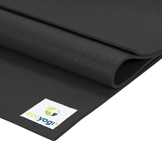 Yogamat Studio PVC extra lang en breed Zwart - Ecoyogi – 200 x 80 cm – dikte 4,5 mm – Ökotex certificaat van Ecoyogi