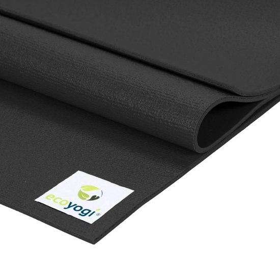 Yogamat Studio PVC extra lang Zwart - Ecoyogi – 200 x 61 cm – dikte 4,5 mm – Ökotex certificaat van Ecoyogi