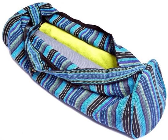 Yogamat tas katoen blauw gestreept - 67x24 - Katoen - Blauw van Merkloos