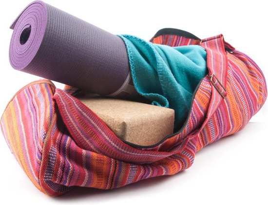 Yogamat tas katoen roze gestreept - 67x24 - Katoen - Roze van Pure2Improve