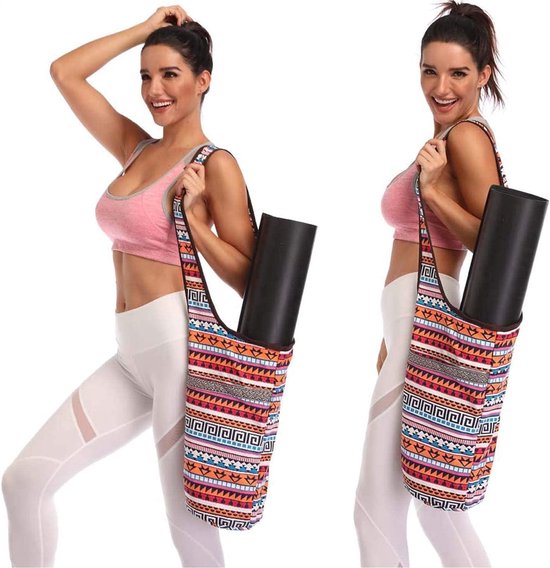 Yogamat tas met extra groot vak en rits - geschikt voor verschillende maten, yoga accessoires voor dames. van Merkloos
