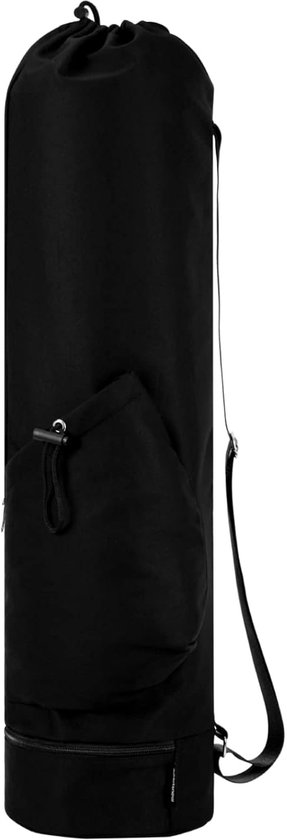 Yogamat Tas - Sporttas - Met Trekkoord En Opbergvakje - Schoudertas - Sportpad-rugzak - Zwart - 19*19*78cm - Polyester - Draagbaar - Yogamattas - Multifunctionele opbergtas - Yogamatdrager