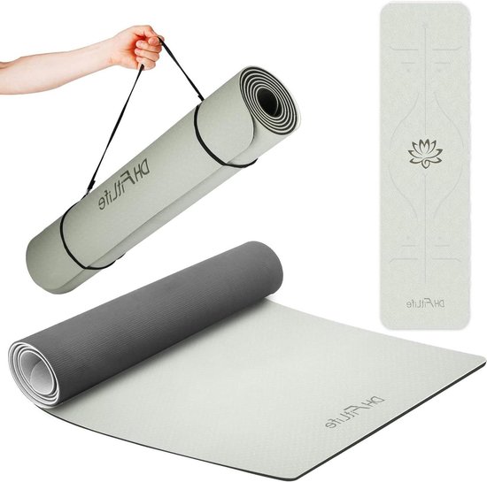 Yogamat TPE 183 x 61 x 06 cm milieuvriendelijke gymnastiekmat fitnessmat anti-slip met oriëntatielijnen Yoga mat van Yogamat