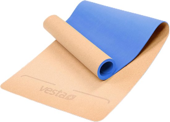 Yogamat van natuurlijk rubber en fitness-app, natuurlijk rubber, yogamat, natuurrubber, sportmat als kurk yogamat en yogamat, antislip van Merkloos