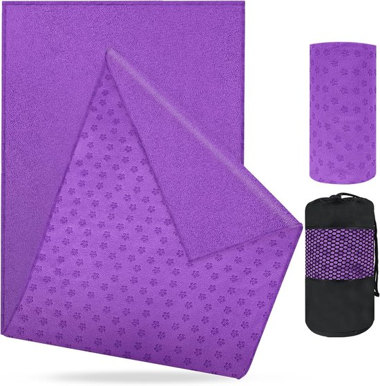 Yogamat, vezelyogamat, geschikt voor sportscholen en Pilates-183*82CM，Donkerpaars