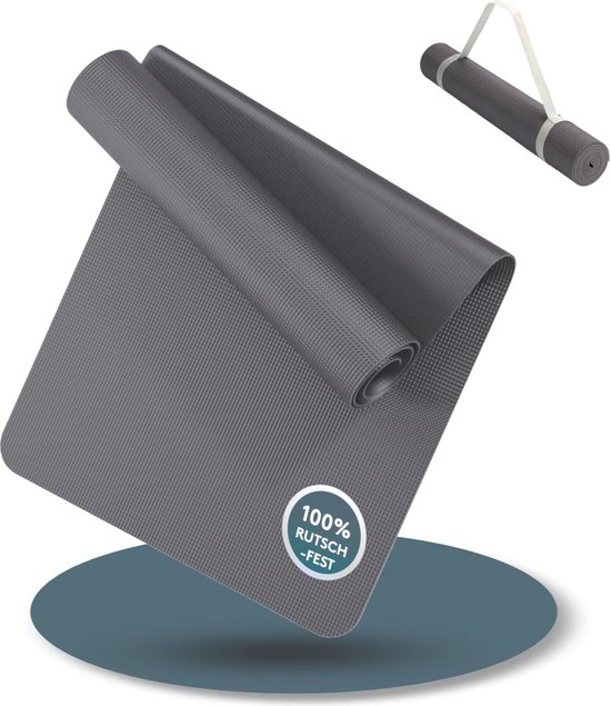 Yogamat voor Fitness en Yoga - Antislip, 180 x 60 cm, 4 mm Dikker met Draagriem