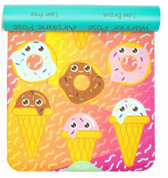 Yogamat voor kinderen dubbelzijdig 6 mm - Myga - sweet tooth van Merkloos