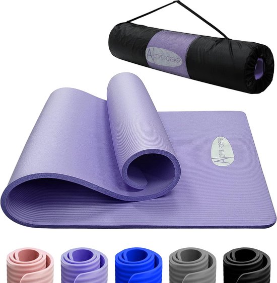 Yogamat voor vrouwen en mannen, NBR-schuim, yogamat voor vrouwen en mannen, hoge dichtheid, antislip, oefenmat met vrije reistas, draagtas, voor yoga, pilates, hit, thuis, workouts en gym (roze) van Yogamat