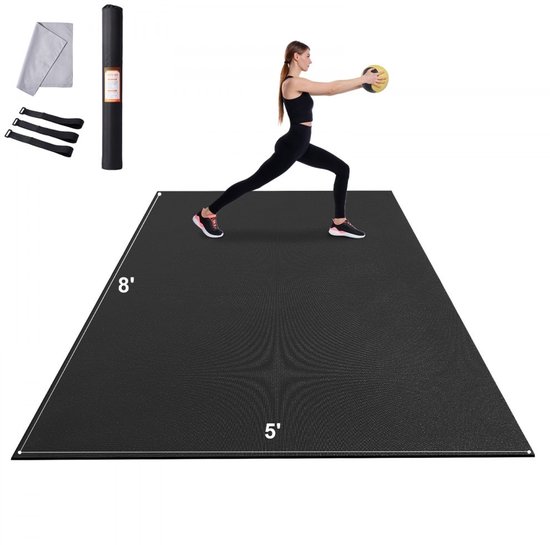 Yogamat XL - Fitnessmat - Antislip - Hoge Dichtheid - Extra Groot 240 x 150 cm - Met Tas en Draagriem - Voor Yoga, Pilates en Vloeroefeningen