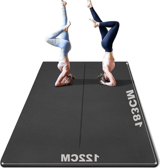 Yogamat XXL 183 x 122 cm met zakken - 8 mm dikke sportmat voor fitness - antislip TPE-gymnastiekmat - thuis en buiten - 223 m² trainingsmat - yoga pilates workout Yogamat van Merkloos