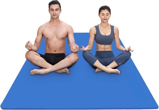 Yogamat XXL 200 x 130 cm dik 15 mm / 10 mm NBR sportmat fitnessmat antislip voor pilates gym training