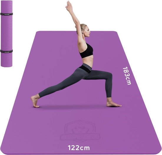 Yogamat XXL, extra breed, TPE, sportmat, fitnessmat, antislip, 183 cm x 122 cm / 198 cm x 137 cm x 6 mm dik, ultra , gymnastiekmat voor pilates, gym, thuis, workout van Yogamat